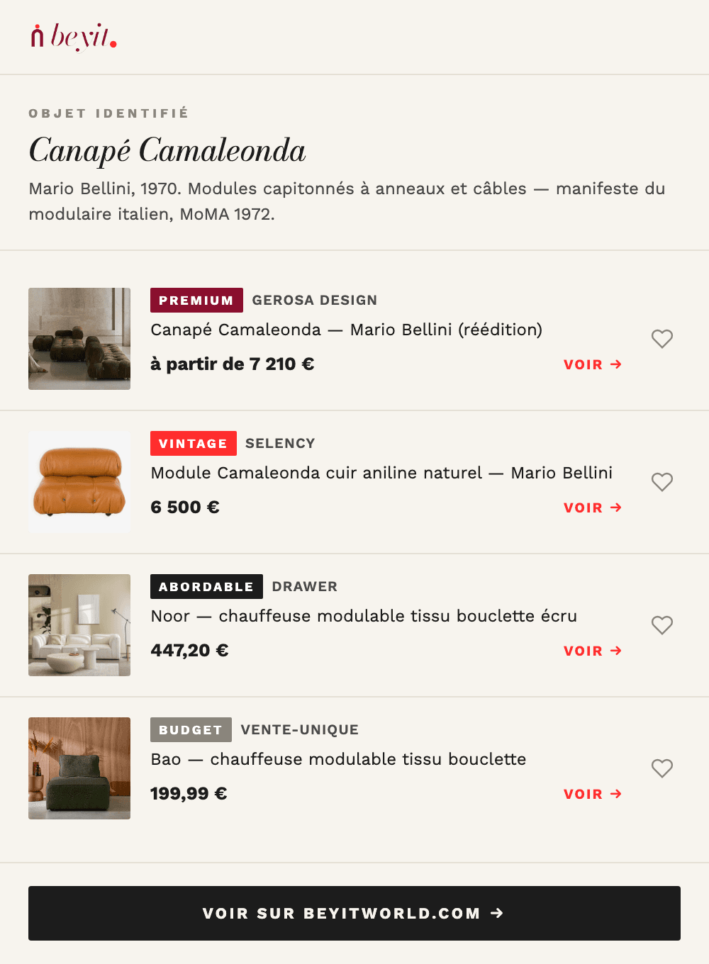 Camaleonda — Mario Bellini · from 7,210 € to 199.99 €